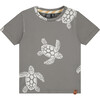 All-Over Turtle Graphic Print T-Shirt, Granite - T-Shirts - 1 - thumbnail