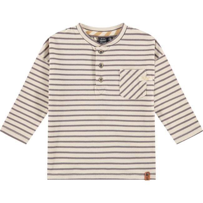 Long Sleeve 3-Buttoned Shirt, Granite