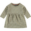 Round Neck Long Sleeve Spot Print Dress, Fern - Dresses - 1 - thumbnail