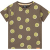 All Over Smiley Face Graphic Print T-Shirt, Brown - T-Shirts - 1 - thumbnail