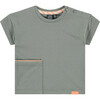 Crew Neck Micro-Stripe Enlarged Side Pocket T-Shirt, Thyme - T-Shirts - 1 - thumbnail