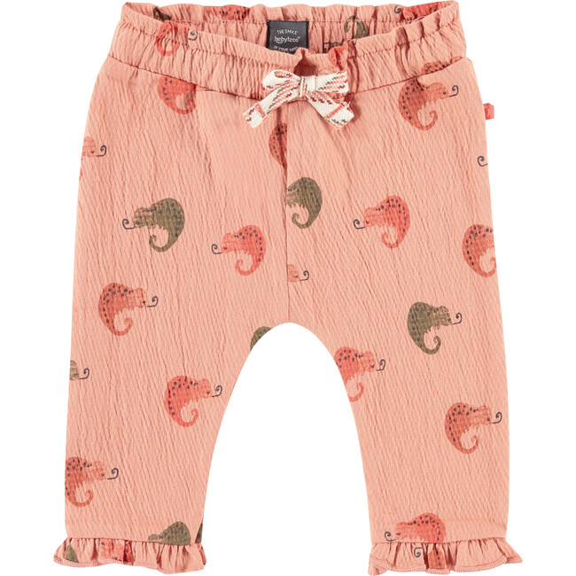 Chameleon Graphic Cinched Waist Pants, Salmon