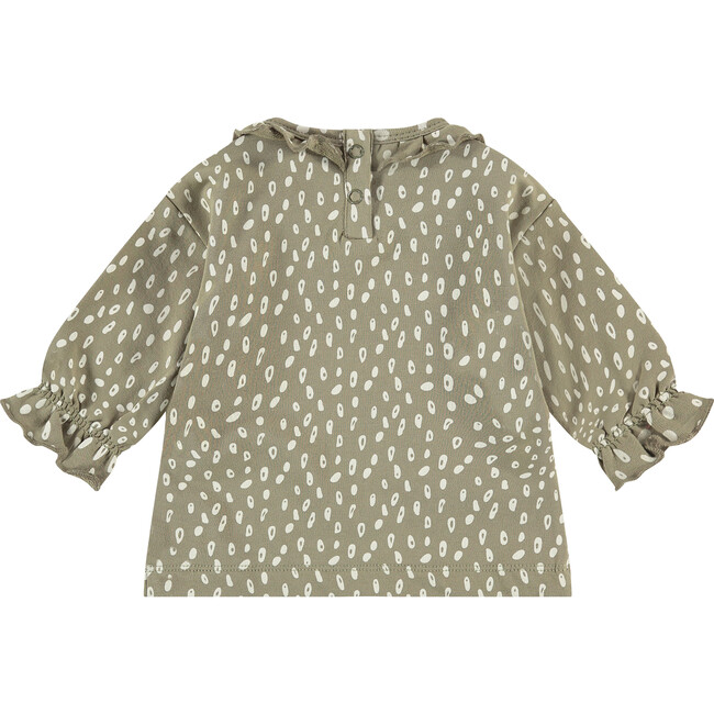 Long Sleeve Ruffled Collar Spotted Shirt, Fern - Blouses - 2