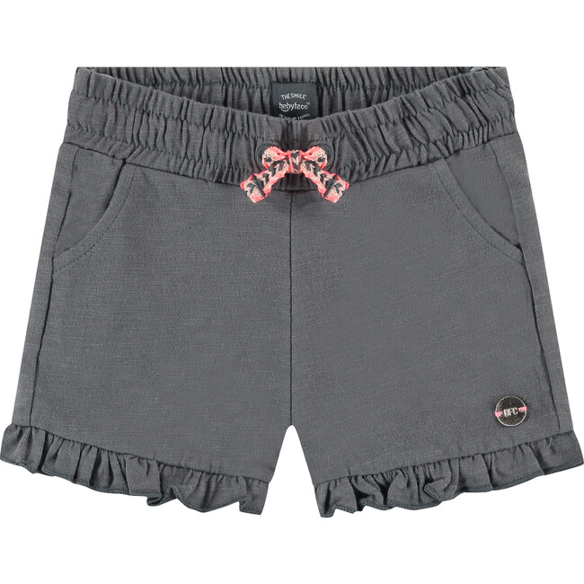 Lettuce Edge Hem Cinched Waist Shorts, Grey