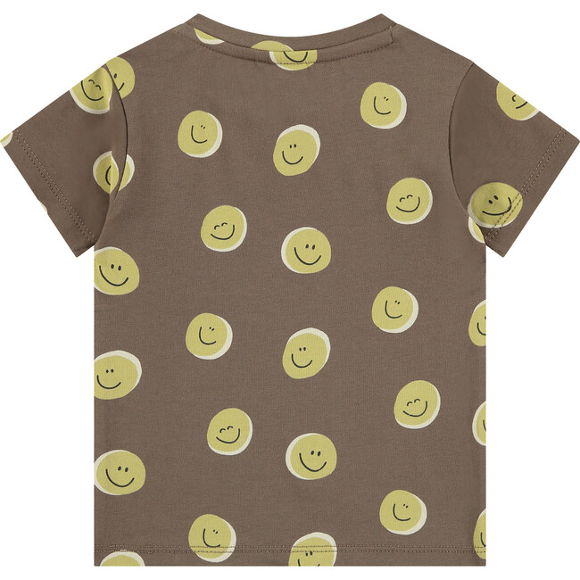 All Over Smiley Face Graphic Print T-Shirt, Brown - T-Shirts - 2