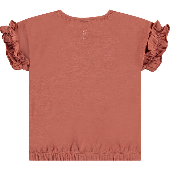 Flutter Sleeve Clincked Waist T-Shirt, Gravel - T-Shirts - 2