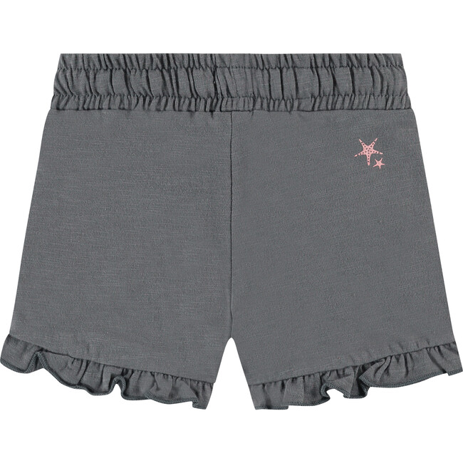 Lettuce Edge Hem Cinched Waist Shorts, Grey