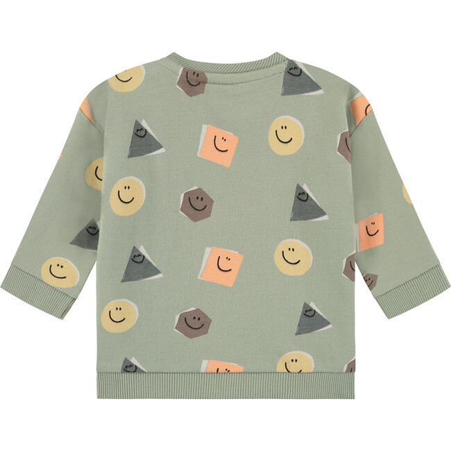 Crew Neck All-Over Animated Shapes Graphic Sweatshirt, Sage - Sweatshirts - 2