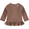 Long Sleeve Ruffled Peplum Tee Shirt, Clay - T-Shirts - 2