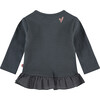 Long Sleeve Ruffled Peplum Tee Shirt, Charcoal - T-Shirts - 2