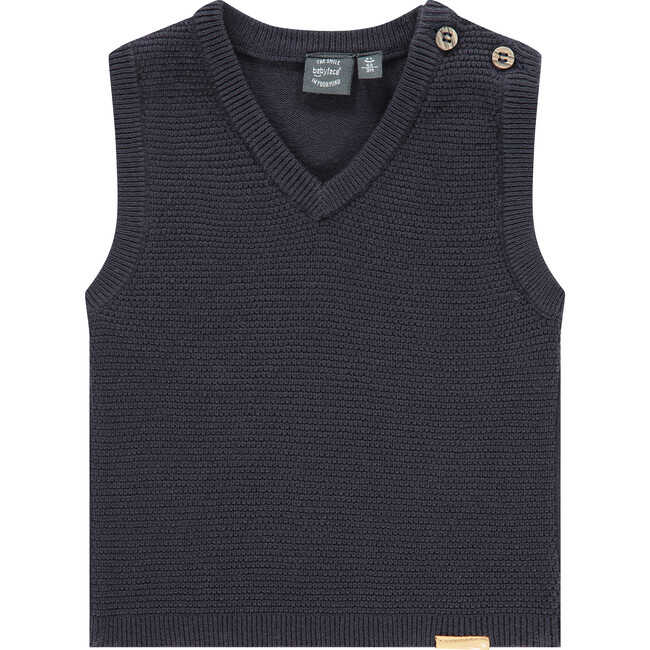 2-Buttoned Shoulder Vest, Navy