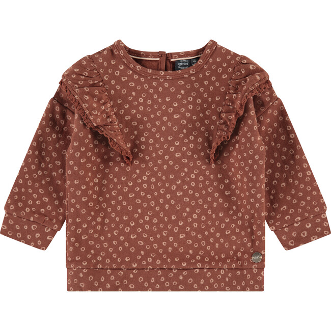 Ruffle Long Sleeve Shirt, Rust
