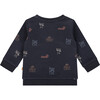All-Over Viking Ships Graphic Crew Neck Pullover Sweatshirt, Navy - Sweatshirts - 2