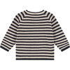 Striped Knit Crew Neck Pullover Sweater, Navy And White - Sweaters - 2
