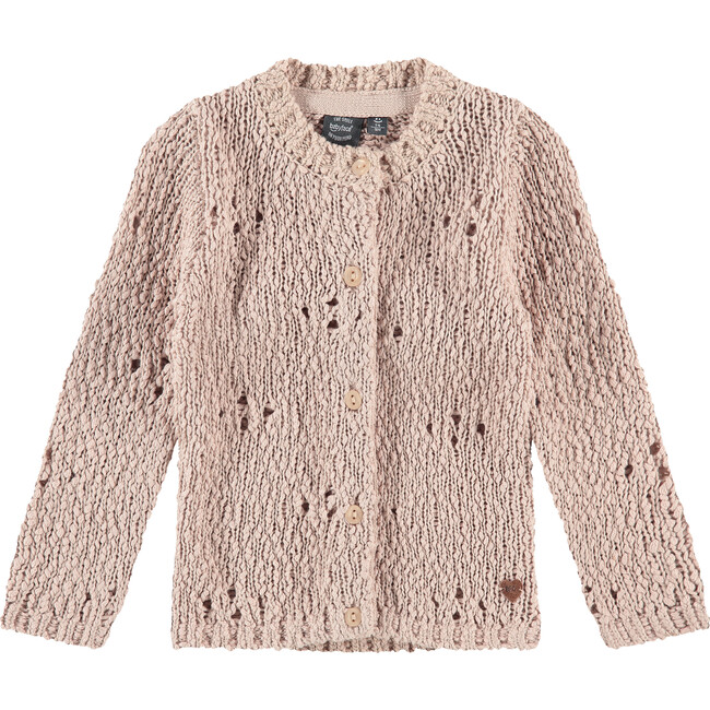 Knit Intricate Eyelet Cardigan, Blush