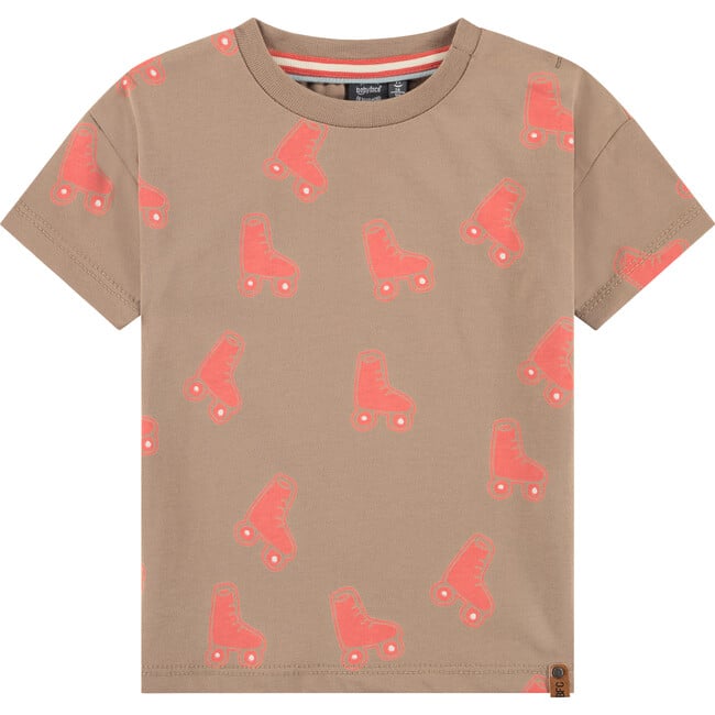 All-Over Rollerskate Graphic Print T-Shirt, Peanut