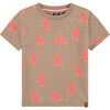All-Over Rollerskate Graphic Print T-Shirt, Peanut - T-Shirts - 1 - thumbnail