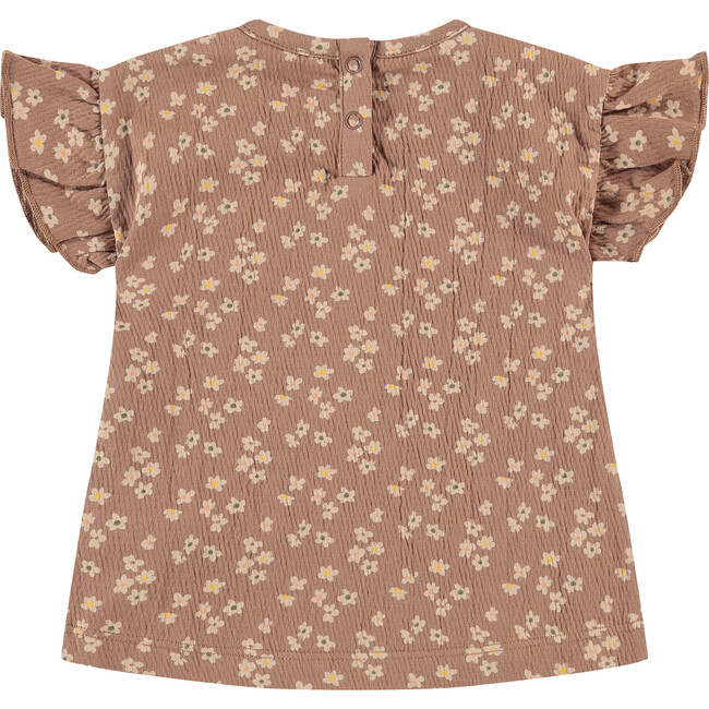 Flutter Sleeve All-Over Floral Graphic Print T-Shirt, Wood - T-Shirts - 2