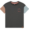 Multicolored Sleeve "Big Smile, Every Day" Print T-Shirt, Antra - T-Shirts - 1 - thumbnail
