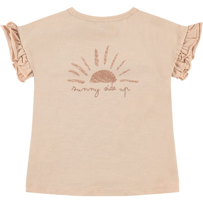 Flutter Sleeve Flower Graphic Print T-Shirt, Blush