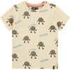 All-Over Graphic Print "Let'S Keep Rolling" T-Shirt, Cream - T-Shirts - 1 - thumbnail