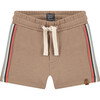 Striped Drawstring Sweatshorts, Peanut - Shorts - 1 - thumbnail