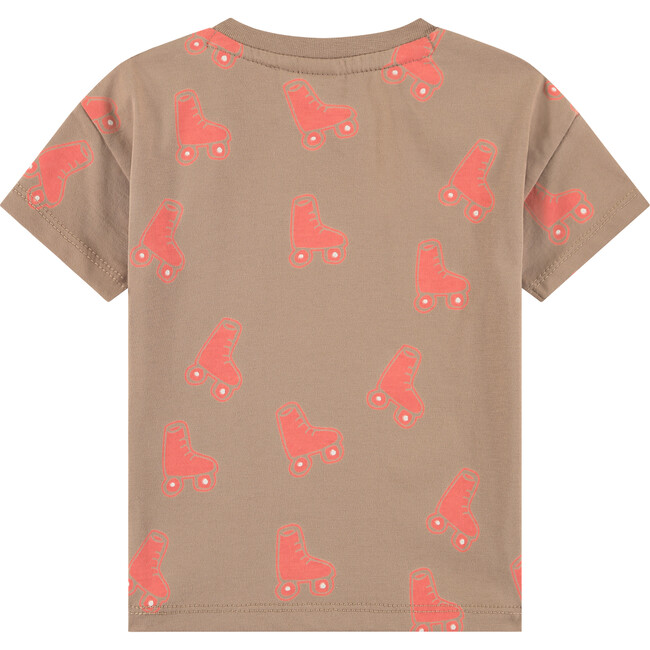 All-Over Rollerskate Graphic Print T-Shirt, Peanut - T-Shirts - 2