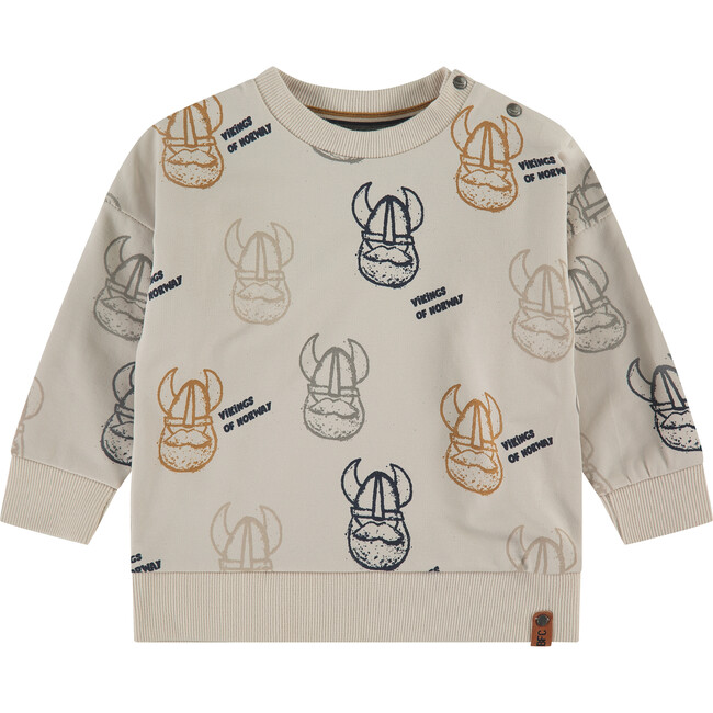 Vikings Printed Pullover, Beige