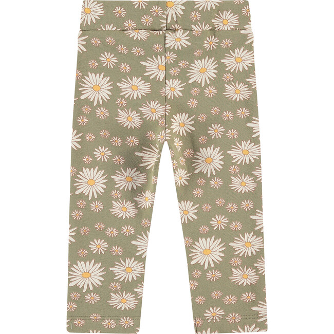 All-Over Graphic Daisy Flower Print Leggings, Army