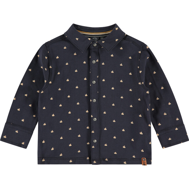 Ship Printed Long Sleeve Shirt, Navy