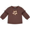 Floral Print Long Sleeve Tee Shirt, Brown - T-Shirts - 1 - thumbnail