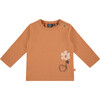 Floral Print Long Sleeve Tee Shirt, Orange - T-Shirts - 1 - thumbnail