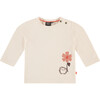 Floral Print Long Sleeve Tee Shirt, Ivory - T-Shirts - 1 - thumbnail