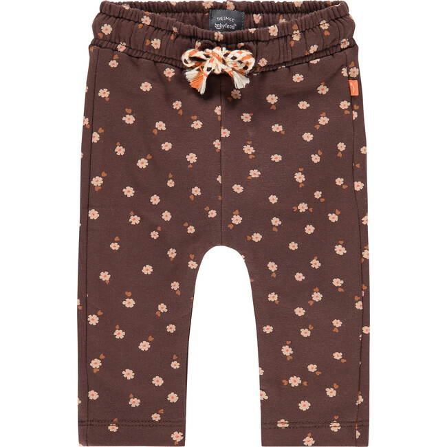 All-Over Flower Graphic Bow Waistband Sweatpants, Brown - Sweatpants - 1