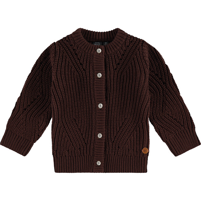 Knit Cardigan, Brown - Cardigans - 1