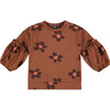 Floral Top, Brown - Shirts - 1 - thumbnail