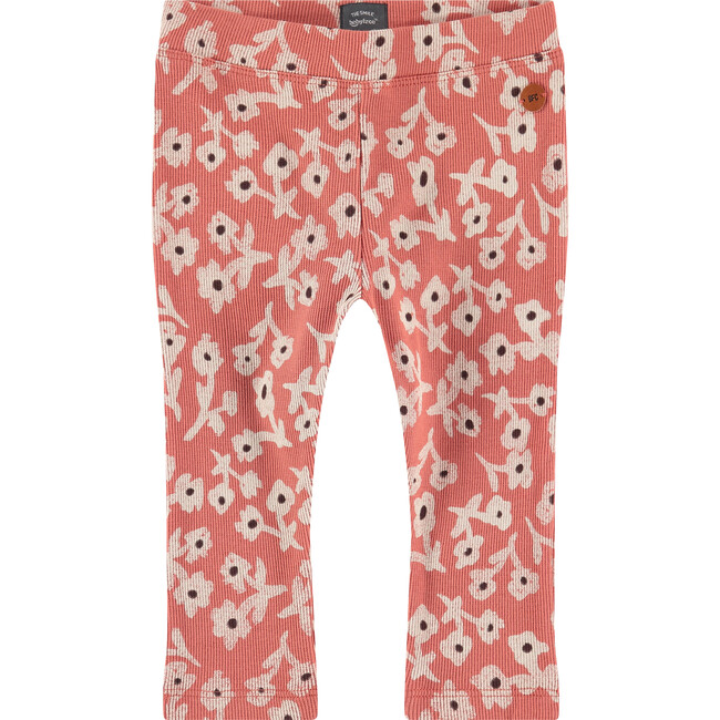 Knit Floral Leggings, Brick Red