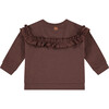 Ruffle Top, Brown - Shirts - 2