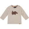 Rhino Graphic Long Sleeve Tee Shirt, Off-White - T-Shirts - 1 - thumbnail