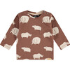 Rhino And Elephant Graphic Long Sleeve Tee Shirt, Chocolate Brown - T-Shirts - 1 - thumbnail