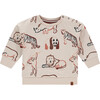 Animal Print Pullover, Stone - Sweatshirts - 1 - thumbnail