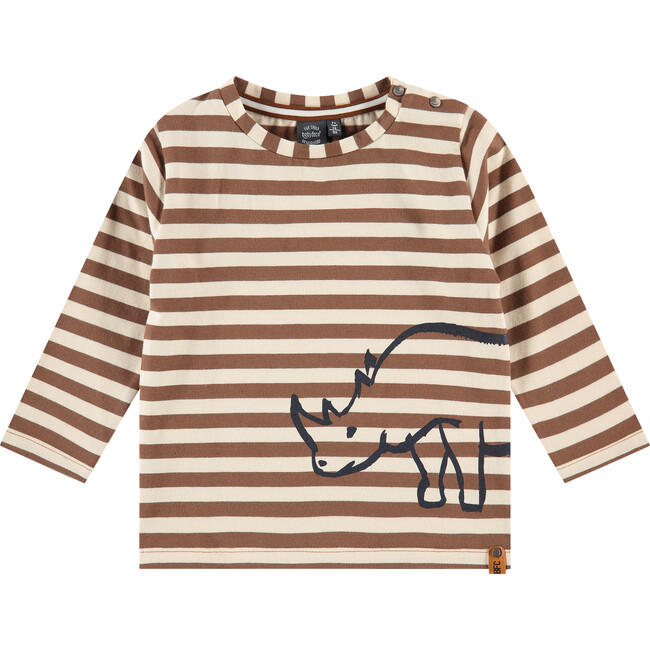 Rhino Print Long Sleeve Shirt, Chocolate Stripes
