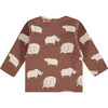 Rhino And Elephant Graphic Long Sleeve Tee Shirt, Chocolate Brown - T-Shirts - 2