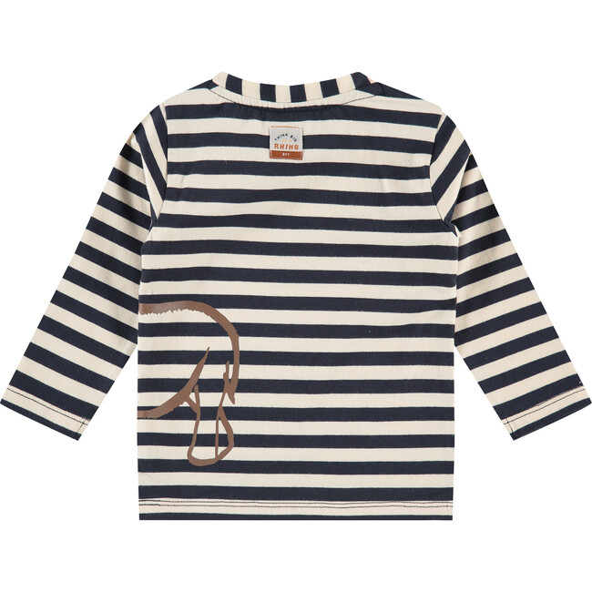 Rhino Print Long Sleeve Shirt, Blue Stripes - Shirts - 2
