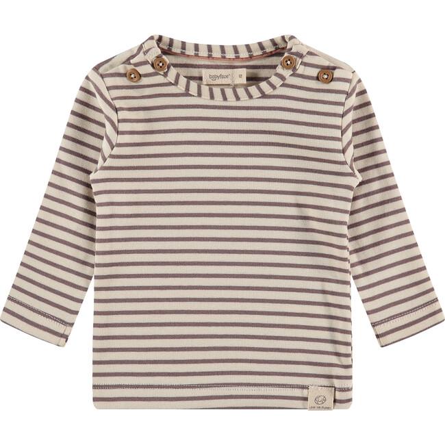 Knit Striped Long Sleeve Shirt, Earth