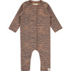 Knit Animal Print Long Sleeve Romper, Mocha - Rompers - 1 - thumbnail