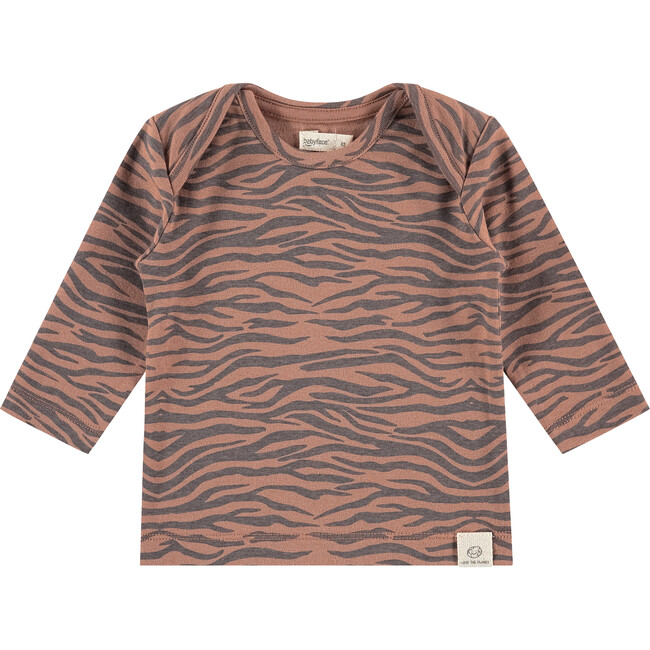 Knit Animal Print Long Sleeve Shirt, Mocha