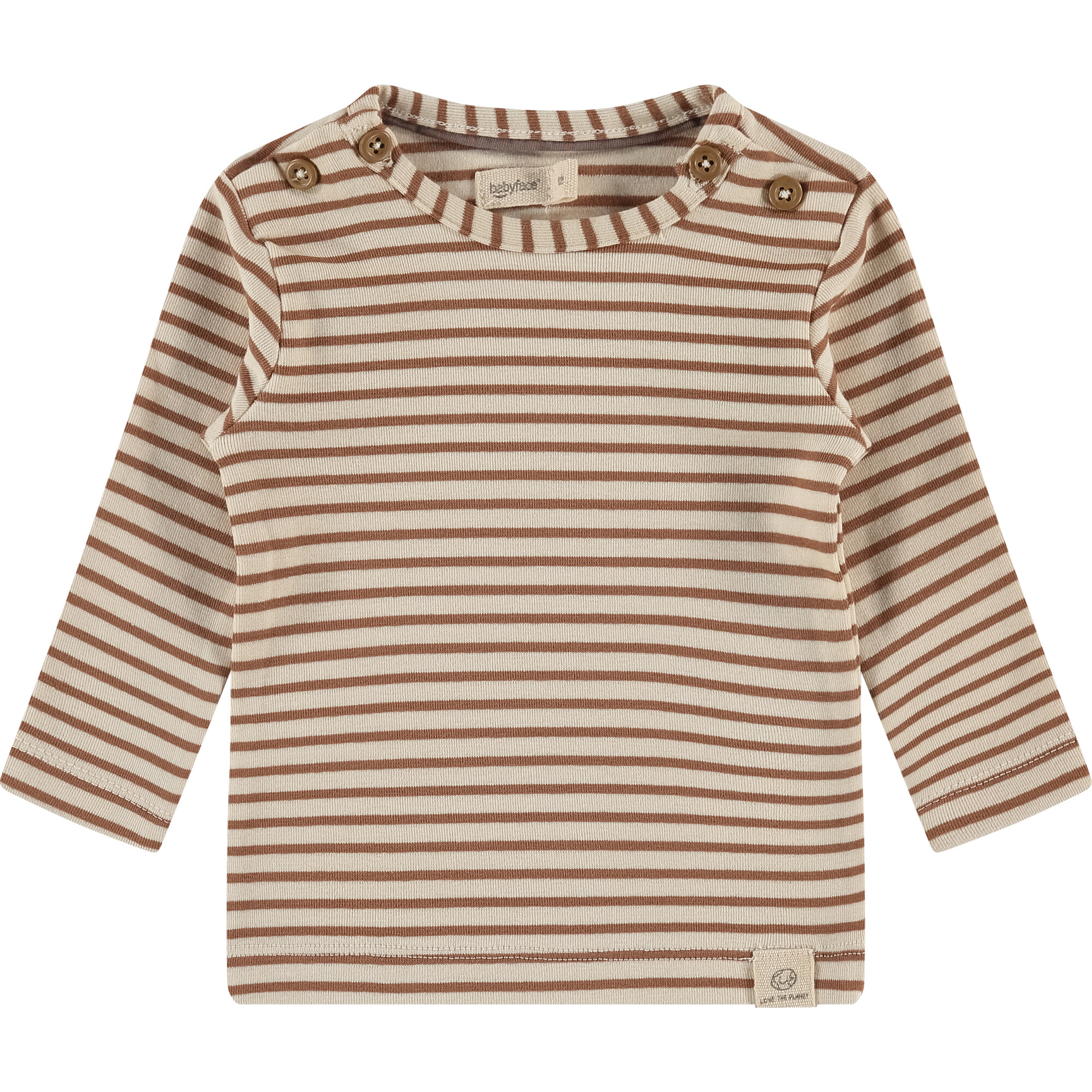 Knit Striped Long Sleeve Shirt, Mocha - Shirts - 1
