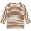 Knit Striped Long Sleeve Shirt, Mocha - Shirts - 2