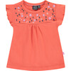 Top, Coral with Flower Detailing - Shirts - 1 - thumbnail